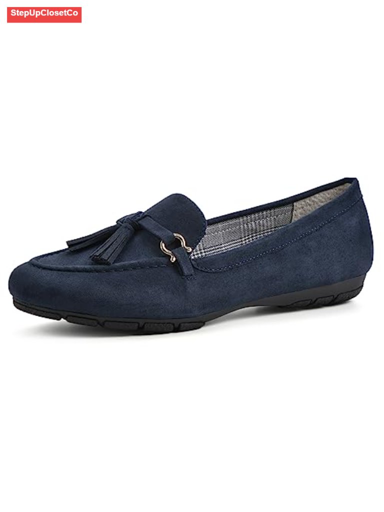 Cushioned Driving Mocc Flat - Textile Upper, Synthetic Sole, Tassel Detail